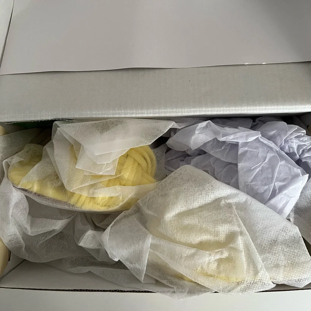 Piepiebuy Slip On Mules Sandals Yellow Square Toe Woven 2” Heels Backless 5.5 - Picture 7 of 7